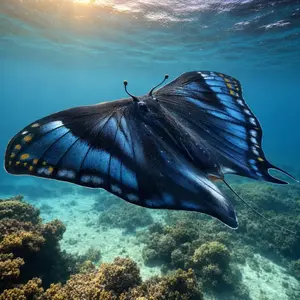 Butterfly + Manta ray